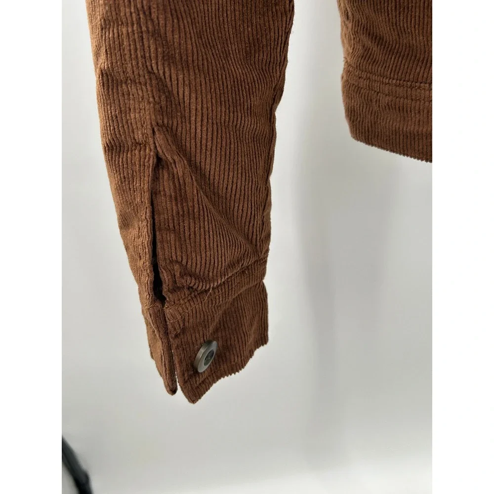 Mutual Weave Sherpa Lined Corduroy Trucker Jacket Brown Western Workwear S - Picture 5 of 15